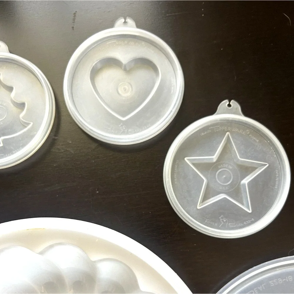 Vintage Tupperware Jel-N-Serve Jello Mold 8 Pc White w/4 Inserts USA